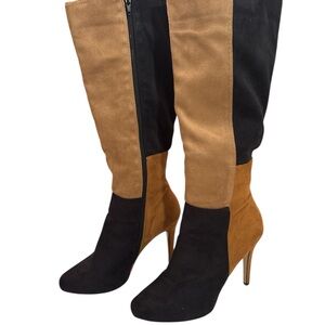 Pierre Dumas Black and Tan Heeled Boots